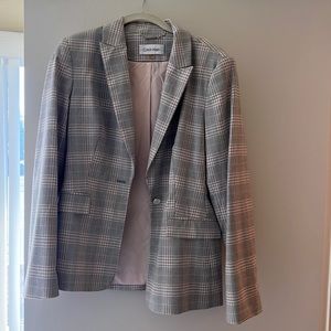 Plaid Calvin Klein Blazer - Pink/Grey Size 8